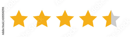 Quadro su tela Golden star rating icon with four full stars and one half star, customer review