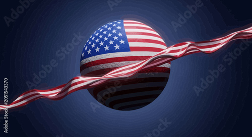 Fotografie American flag wrapped around a sphere.
