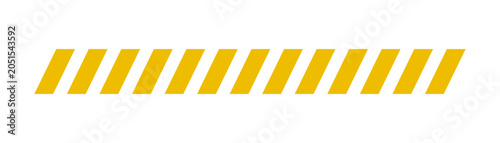 Hazard striped divider bar with yellow and black diagonal warning pattern, caution label graphic design element vector illustration