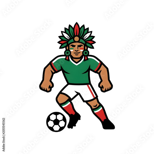 Soccer player kicking colorful cartoon ball with dynamic pose isolated on transparent background