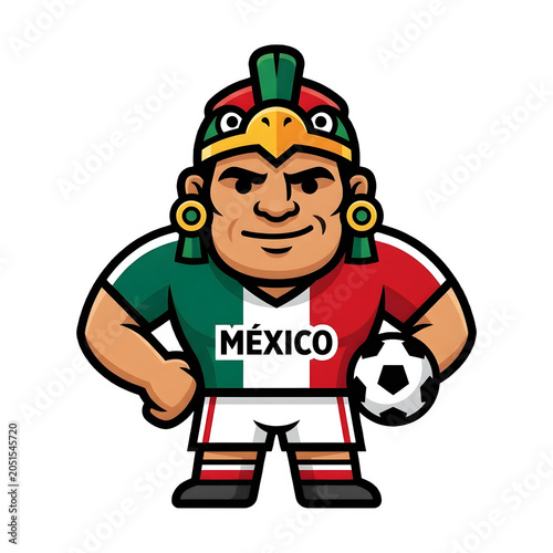 Cartoon soccer player wearing green and red jersey celebrating with trophy and soccer ball isolated on transparent background