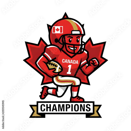 Red football helmet with champions logo and trophy design isolated on transparent background