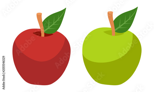 Red and green apples. Vector hand drawn clipart isolated on white background.