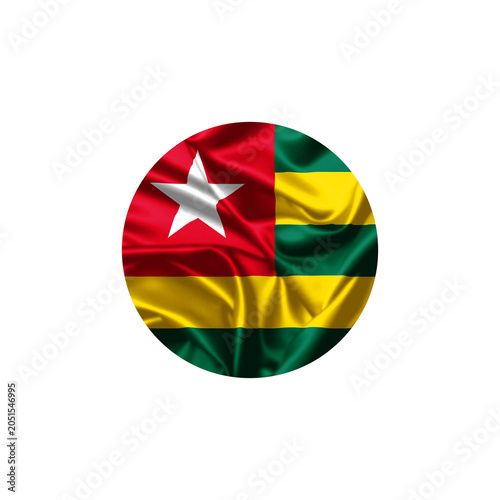 Togo Flag in Circular Design with Fabric Fold Texture