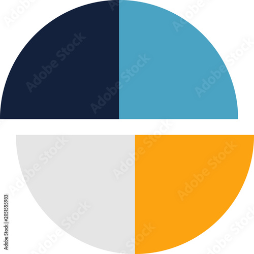 Tableau sur toile Minimalist business pie chart with four distinct colored quadrants for data visu