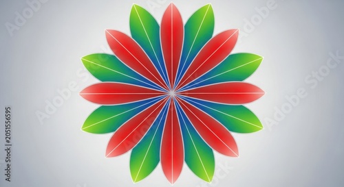Colorful geometric flower design with gradient petals