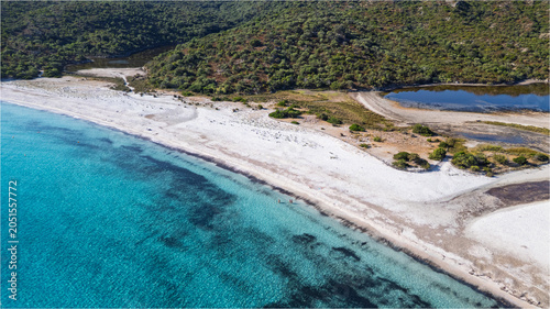 Aerial view of Lotus Beach, Corsica, France.
