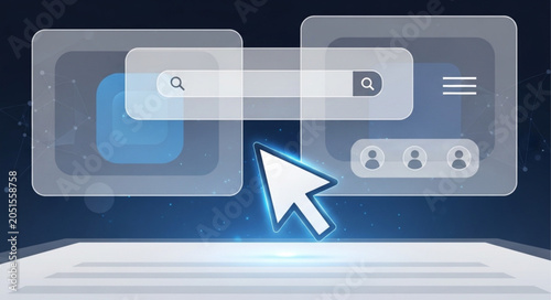 Cursor clicking on a search bar in a digital interface.