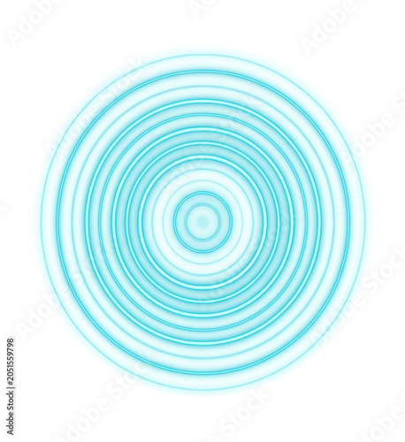 Glowing aqua concentric rings forming a soft radial ripple on a transparent background