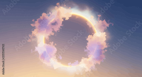 Картината върху платно Solar Eclipse with Cloudy Ring Around.