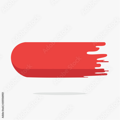 Red paint stroke with shadow on white background