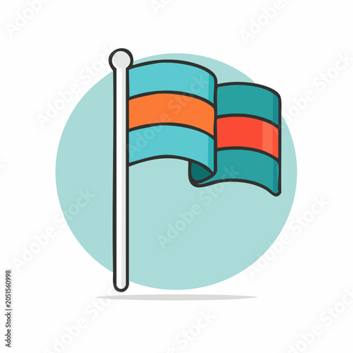 Waving Flag Icon with Horizontal Stripes