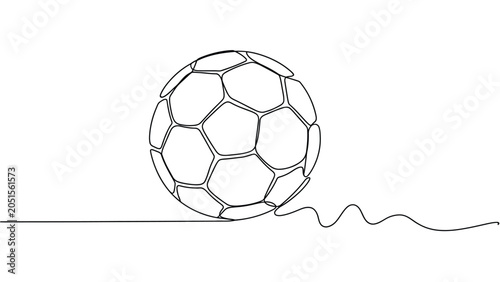 Foto continuous one line drawing of soccer football ball, minimalist sports outline i