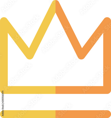 Modern minimalist geometric yellow and orange crown icon representing leadership excellence success royal status illustration