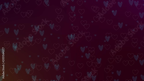 Red hearts are falling and fluttering on a white background. Animated abstract background.