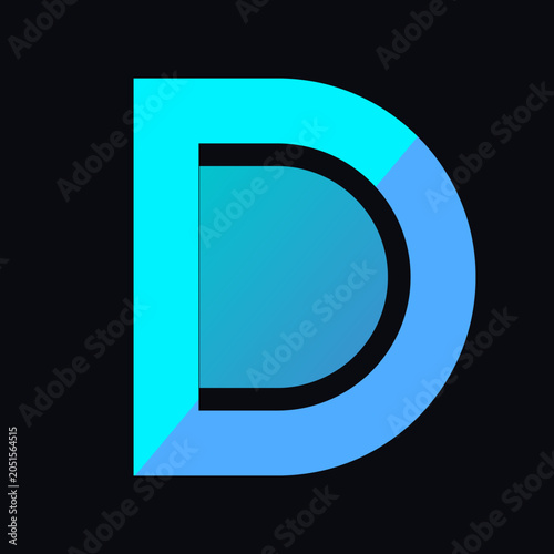 Modern blue and cyan letter D logo design icon isolated on a black background illustration