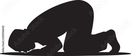 Quadro su tela Muslim man praying on mat silhouette