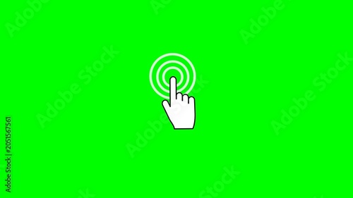 Animation of a hand clicking an icon on a computer screen. Motion graphic of a hand cursor icon. 4K video clip of a flashing mouse cursor.