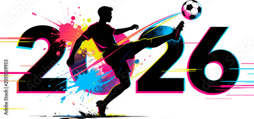 Foto Vector silhouette illustration of a soccer player freestyle kicking a ball in fr