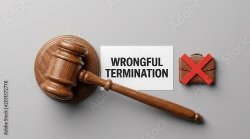 Workplace justice and labor law concept representing wrongful termination and unlawful dismissal.