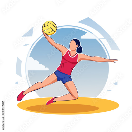 Woman playing volleyball on a beach