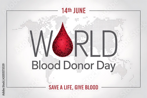 World blood donor day concept with global map and blood drop