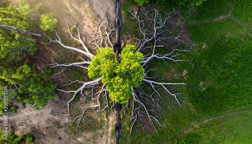 green moss on the tree