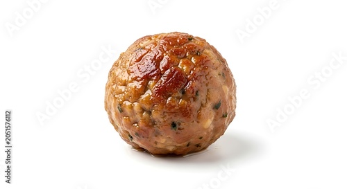 Meatball with herbs and spices isolated on white background