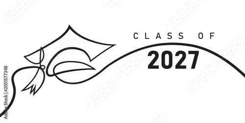 Foto Class of 2027 handwritten script black text on transparent background representi