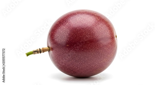 Single ripe passion fruit isolated on white background