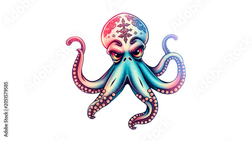 Obraz na płótnie Octopus Vibrant Illustration for Marine Life or Abstract Design