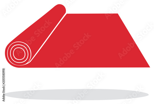 Rolled-out red carpet, vector illustration