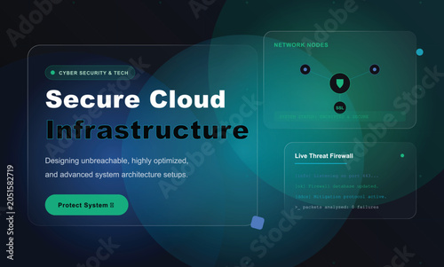 Digital secure cloud infrastructure concept with network security
