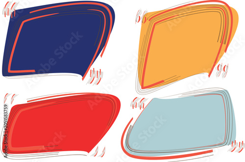 retro colors creative abstract sketch lines pattern quote speech bubbles text box