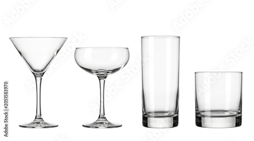 Принти на полотні Set of empty cocktail and drinking glassware, isolated on transparent background