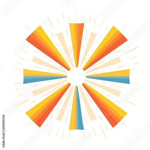 Retro sunburst illustration with warm colors