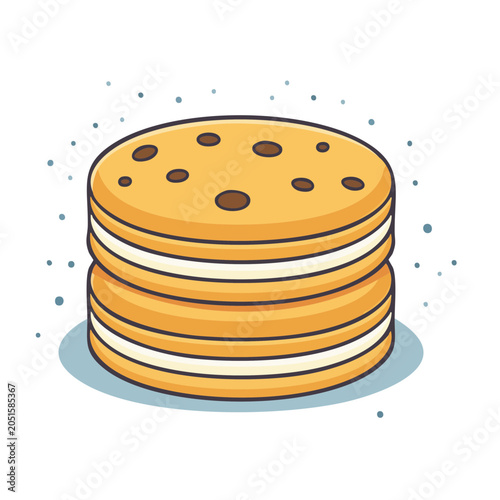 Stack of two sandwich cookies with cream filling