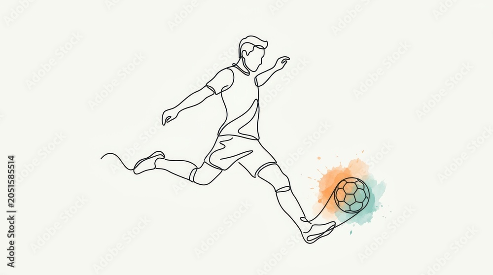 Fototapeta premium Soccer player kicking a ball in action