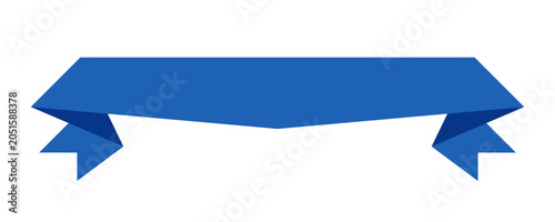 Canvastavla Blue Origami Ribbon Vector Banner Folded Paper Style Design Element
