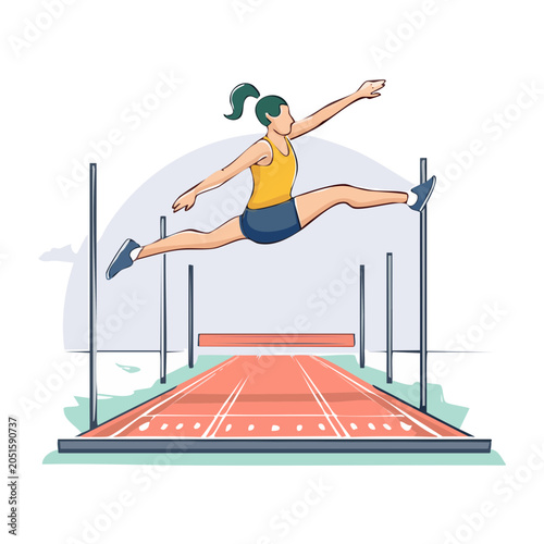 Woman jumping over a hurdle on a track