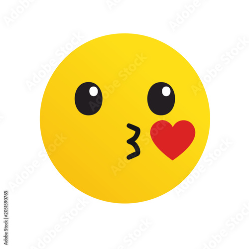 Yellow emoji face with heart blowing a kiss