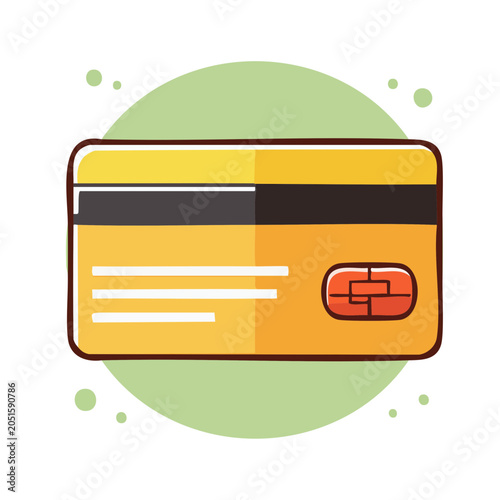 Yellow credit card with chip and magnetic stripe