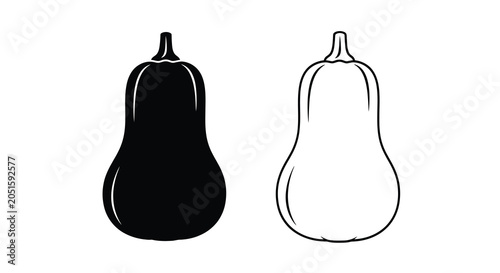Butternut squash silhouettes on a white background silhouette