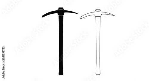 Schilderij op canvas Pickaxes In Black And White Linear Silhouette