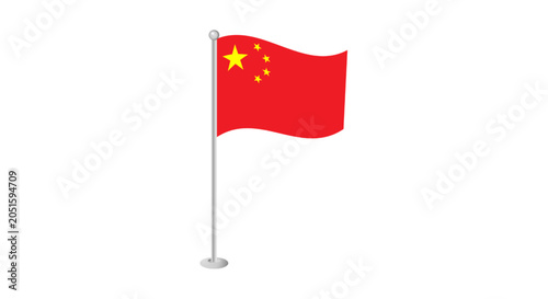 Obraz na płótnie Chinese flag waving on silver pole