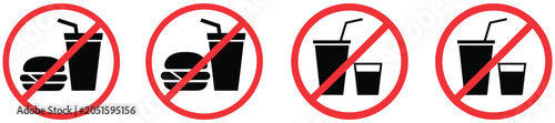 Fotografía Food and drink prohibition vector icon set featuring no eating symbols for fast