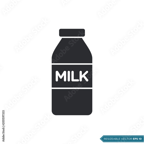 Milk Bottle Icon Vector Template Illustration Design