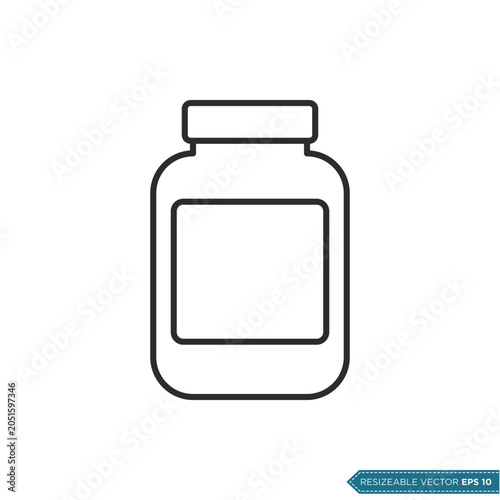 Simple Medicine Pill Capsule Bottle Icon Vector Template