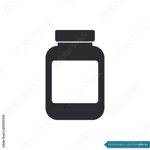 Simple Medicine Pill Capsule Bottle Icon Vector Template