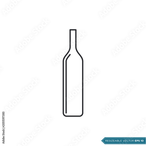 Simple Beer or Wine Bottle Icon Vector Template Illustration Design